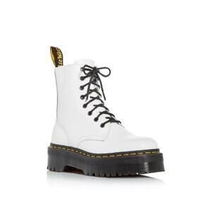 Dr. Martens Women's White Jadon Platform Leather Combat Round‎ Toe Boots Size 8